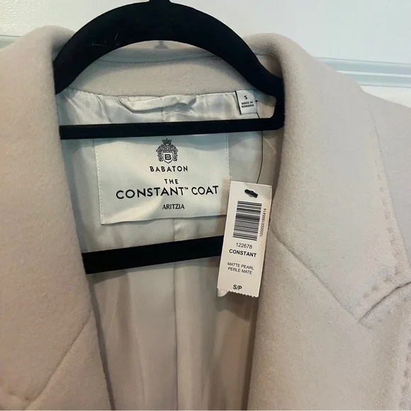 NWT Aritzia Babaton Constant Coat Sodt Wool Cashmere in Matte Pearl - Picture 7 of 12